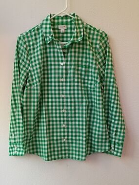 J Crew Green Gingham Shirt